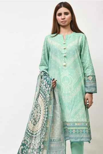 Sea Green Lawn Suit | 3 PCS