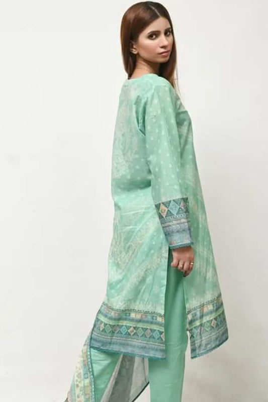 Sea Green Lawn Suit | 3 PCS